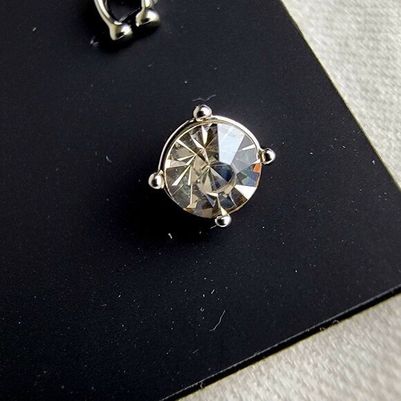 Coach Signature C & Stone Stud Earrings Set Silver Butterfly Close New With Tags - Picture 7 of 13